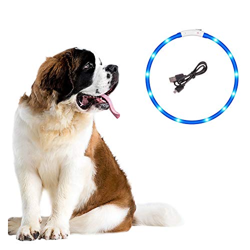 Jsdoin - Collar para Perro con LED, 1 Pieza, Recargable por USB, con luz, Collar de Seguridad para Mascotas con 3 Modos Brillantes, Collar de Silicona Flexible para Perros, Ideal para Perros pequeños