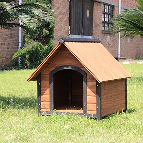 JTKDL Casa del animal doméstico del perro al aire libre a prueba de agua Tiempo de madera casa del animal mascota de la perrera de madera natural perro casero de la casa con el tejado Perfecto for pat