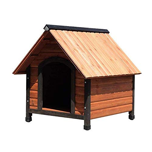 JTKDL Casa del animal doméstico del perro al aire libre a prueba de agua Tiempo de madera casa del animal mascota de la perrera de madera natural perro casero de la casa con el tejado Perfecto for pat