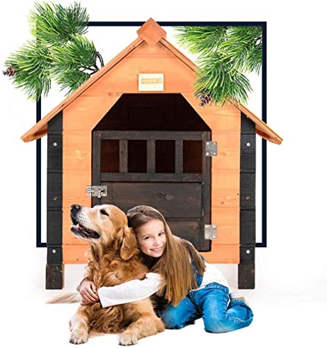 JTKDL Casas de Madera del Perro al Aire Libre con Aislamiento, Resistente a la Intemperie Casas de Perro Exterior con Puerta de Madera Lindo caseta de Perro al Aire Libre a Prueba de Lluvia de Madera