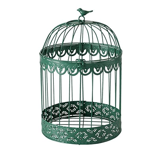 Juego de 2 jaulas decorativas de metal, color verde, altura 30-40 cm