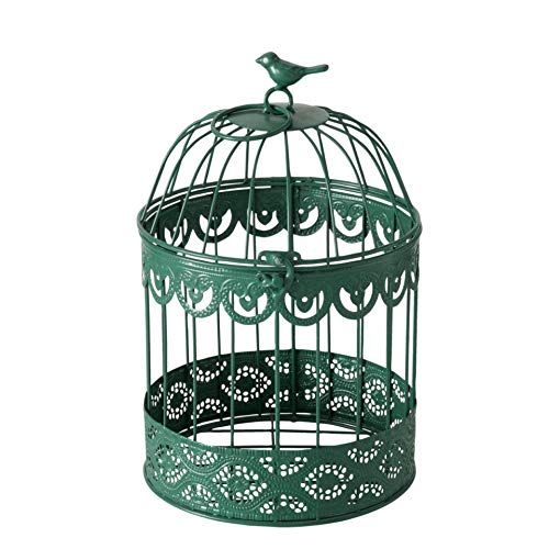 Juego de 2 jaulas decorativas de metal, color verde, altura 30-40 cm