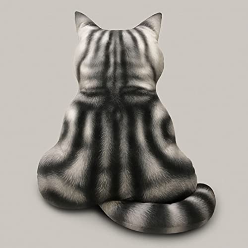Juguete de peluche para gatos realista Juguete de peluche de gato Anti-desvanecimiento PP Algodón tridimensional Gatos Back Doll Pequeña almohada ligera para sofá de sala de estar - Blanco negro