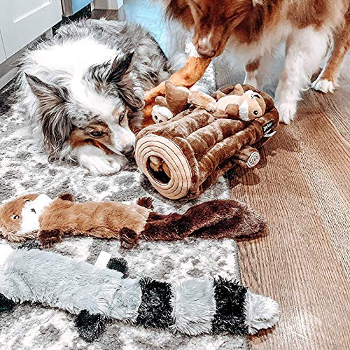 Juguete de peluche para perro, sin relleno, ardilla y mapache de peluche con juguetes interactivos duraderos para cachorros, juguete para masticar para mascotas de tamaño pequeño y mediano