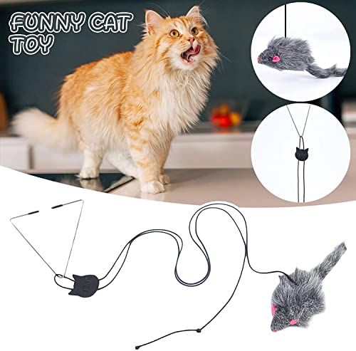 Juguete interactivo para gatos, juguete automático para gatos, con cuerda elástica ajustable, juguete para mascotas, autopago, ventana de puerta, ratones colgantes para gatos