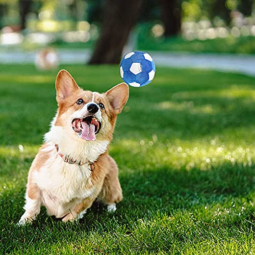 Juguete interactivo para perros de tamaño pequeño y mediano. Pelota de fútbol, pelota de tenis para perros, relleno con chirridos esponjosos juguetes para perros, juguetes para cachorros al aire libre