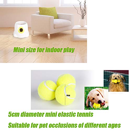 Juguete interactivo para perros Kaishi, máquina de lanzamiento automática para perros, lanzador de pelota de tenis, viene con 3 pelotas de tenis pequeñas de 5 cm de diámetro