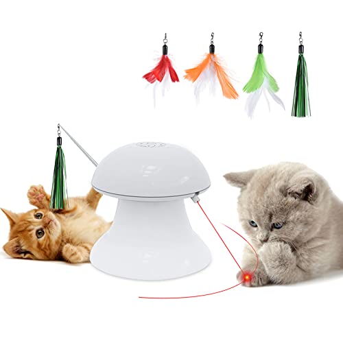 Juguete para Gatos 2 en 1 Luz giratoria automática Juguete de pluma interactivo Ejercicio seguro de entretenimiento con diseño de rotación de 360 ​​grados con cable de carga USB para gatos y perros