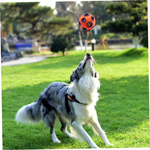 Juguete Perro Masticar Masticar Juguete Bolas De Perro Interactivo Divertido Goma con Anillo Campana para Perros De Perrito Bolas De Juguete De Mascotas Naranja