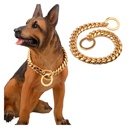 JUSTJUNFEN Collar de Acero de 14 mm de Ancho for Grandes Razas Cuello de Perro de Cadena de Alta Resistencia for Perros Grandes - Rottweiler Pitbull Mastiff Doberman Collar de Mascotas