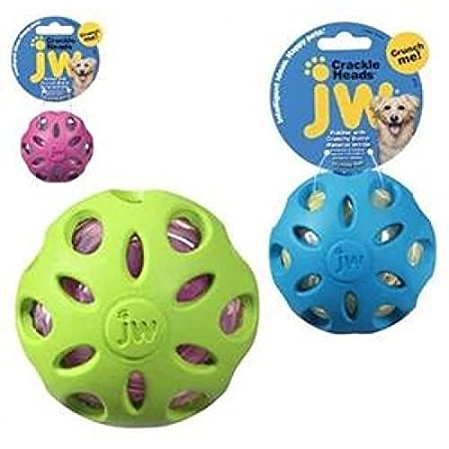 JW Crackle Heads Crunchy Ball - Botella de Agua con Sonido de Goma Resistente, tamaño Grande, 10 cm