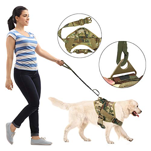 K9 - Arnés táctico para perro militar, chaleco de entrenamiento Molle ajustable, arnés K9 con mango (camuflaje, S)