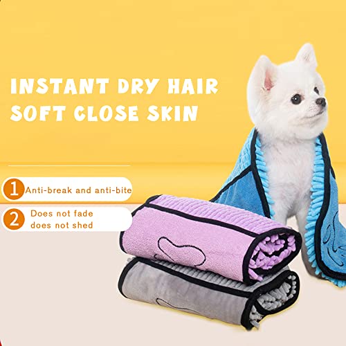 KALIONE Toalla para perro, súper absorbentes, toalla de secado de microfibra para mascotas con bolsillos para manos, secado rápido y lavable a máquina, 63 x 23 cm