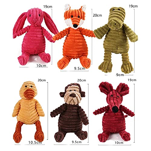 KALUO Muñeca de perro de pana con ratón y accesorios para mascotas, juguetes de felpa para animales, juguete de sonido para mascotas, juguetes para perros de peluche chirriantes (ardilla, marrón)