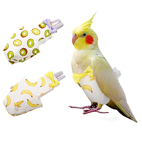 KAMA BRIDAL Pañal para pájaros loro, pañales lavables, traje de vuelo de loro, pañales reutilizables para periquito, cacatúa, mini guacamayo, periquito, canario, 2 unidades