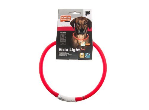 Karlie 64939 Visio Light Collar LED Ajustable Máximo 70 cm, Recargable con USB, Rojo