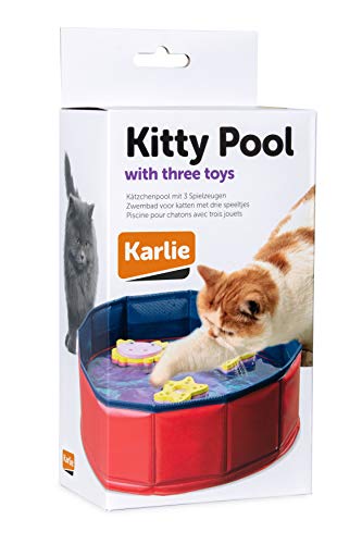 Karlie for Cat Kitty Lake Piscina para Gato con 3 Juguetes, 30 x 10 cm, Red/Blue, 1 Unidad (Paquete de 1)