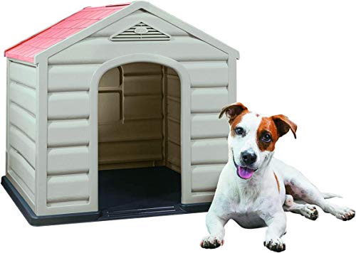 KG KITGARDEN - Caseta de jardín para perro mediano/pequeño, 61x68x59 cm, Beige/Terracota, Kennel Small