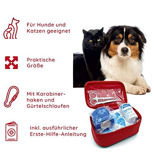 Kit de primeros auxilios para perro y gato, 23 piezas, con instrucciones de primeros auxilios para emergencias, botiquín de viaje, primeros auxilios para perros y gatos