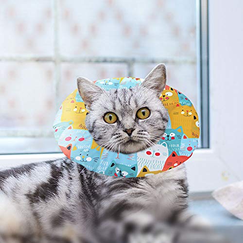Kitchen-dream Collar de recuperación para Gatos,Collar Protector para Mascotas, Collar Ajustable Anti-mordida para Mascotas, para Curar heridas después de la cirugía de Mascotas (Amarillo)