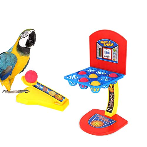 KJ-KUIJHFF - Juego de aros de baloncesto con diseño de pájaros, baloncesto, juego de mesa, loro, juguete educativo para entrenamiento de guacamayo, morder morder juguete