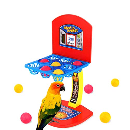 KJ-KUIJHFF - Juego de aros de baloncesto con diseño de pájaros, baloncesto, juego de mesa, loro, juguete educativo para entrenamiento de guacamayo, morder morder juguete