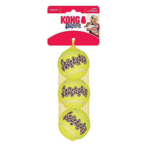 KONG Air Squeakers - Pelotas de tenis (tamaño mediano, 7 cm de diámetro, 3 unidades)
