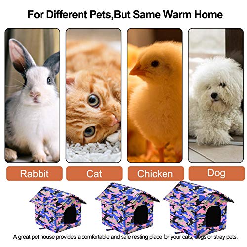 Kongxin Caseta para mascotas al aire libre, impermeable con camuflaje, seguro y cálido, casa para gatos calentita, casa para animales en interiores y exteriores