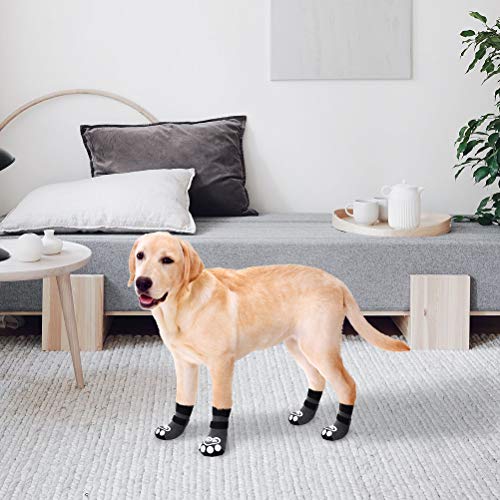 KOOLTAIL Calcetines para perros antideslizantes para perros con protector de huellas de perro, 2 pares de calcetines ajustables para perros para mascotas en interiores y exteriores