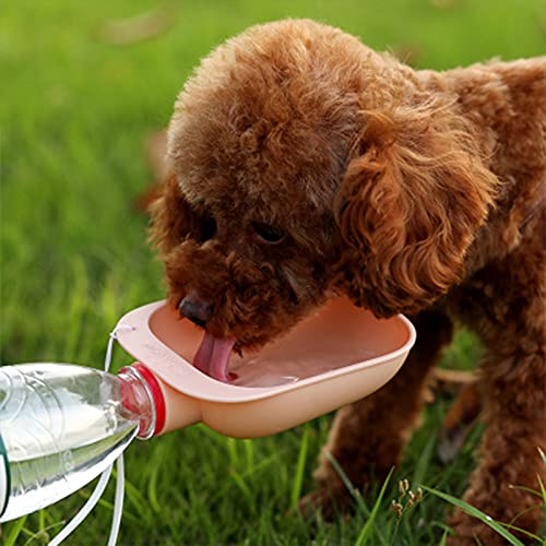 Kudiro Tazón portátil para mascotas con una variedad de botellas de agua mineral para gatos y perros, accesorios de viaje al aire libre para mascotas (marrón)
