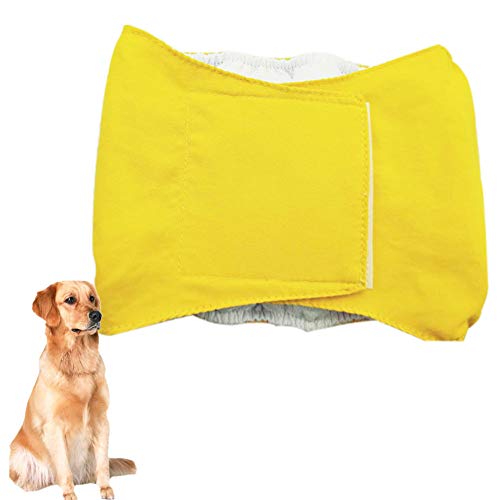 KunLS Pañales Perro Pañales Perro Macho Pañales para Perros Bragas para Perros Dog Heat Pants Nappies For Incontinent Dogs Dog Belly Bands Male Dog Period Pants Yellow,m