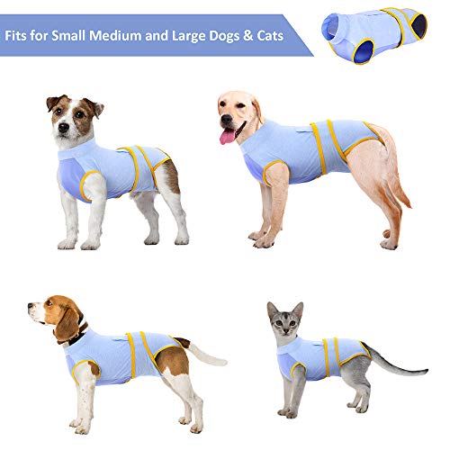 Kuoser Traje de recuperación de perro para tamaño pequeño/mediano/grande, protector de heridas abdominales de gato/enfermedad de la piel, cachorro después de la cirugía