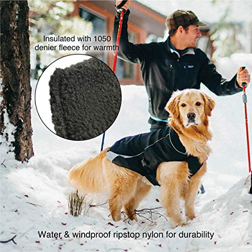 Kurgo Abrigo Negro de Invierno para Perros North Conuntry. Disponible en Talla extrapequeña, pequeña, Mediana, Grande y Extragrande