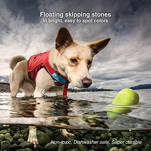 Kurgo Skipping Stones, Juguete de Goma Resistente a los masticables para Perro, Paquete de 2 Unidades, flotando en el Agua