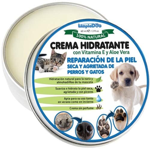Limpiadog Crema hidratante para Perros y Gatos nutre repara y Protege Almohadillas y Nariz 100% Natural 60ml