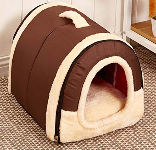 LINGHAN Igloo 2 en 1 cama para perro para casa de mascotas, tienda de campaña interior, cueva para dormir para perros pequeños y medianos, lavable, desmontable suave y cálido cojín