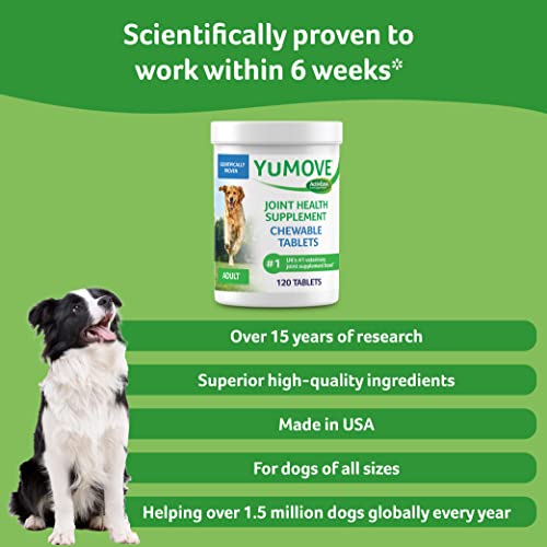 Lintbells YuMOVE Perro Adulto | Suplemento de Cadera y articulaciones para Perros Adultos rígidos, con glucosamina, condroitina, mejillón de Labios Verdes | Envejecido de 6 a 8 | 120 tabletas