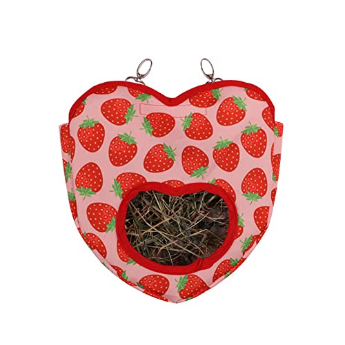 LIZHOUMIL Bolsa de alimentación Oxford con agujero en forma de corazón para conejillo de Indias y mascotas pequeñas suministros de amor rojo fresa