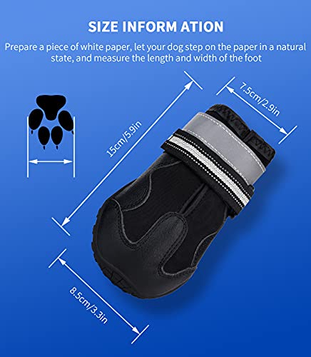 LUTER 4 Piezas Zapatos Perro Grande Zapatos para Perros Agua Antideslizantes Transpirable Impermeable Reflectante Suela Antifalsa Resistente para Asfalto Playa Protección de Patas (7# para 30-40 kg)