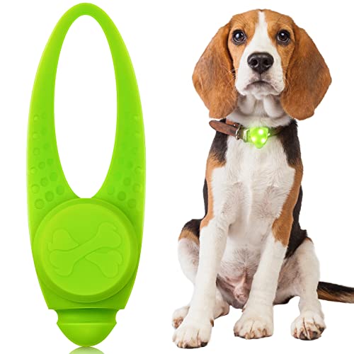 Luz LED para Collar de Perro Luz de Collar de Silicona Luminosa Clip de Luces de Seguridad de Gatos Encantos de Luz LED para Caminar de Noche Accesorios de Perros (Verde)