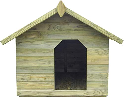 lyrlody- Canile Villa para perros, caseta para perro, de exterior de pino impregnado con techo abatible, 105,5 x 123,5 x 85 cm, verde