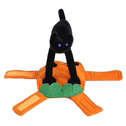 M I A Disfraz de gato de Halloween para mascotas, ropa de perro, vestido de hadas de gato negro, para perros pequeños, medianos, cobayas, gatito (color: negro naranja, tamaño: 26 x 41 cm)