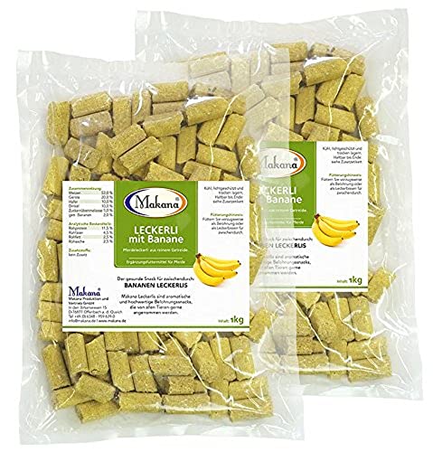 Makana Plátano Fuga erlie Snack para Caballos, 2 x 1000 g Bolsa (2 x 1 kg)