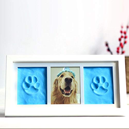 Marco de fotos para mascotas - Marco de madera maciza para perros y regalos para perros - Regalos para mascotas - Marco de recuerdo para perros con marco de madera y arcilla para perros o gatos