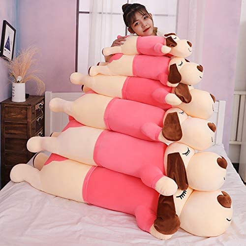 MCE Muñeca de peluche grande para perro, muñeca de peluche para perro, abrazo, cómoda muñeca para dormir en la cama (tamaño: 120 cm, color: rosa claro)