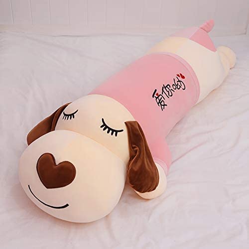 MCE Muñeca de peluche grande para perro, muñeca de peluche para perro, abrazo, cómoda muñeca para dormir en la cama (tamaño: 120 cm, color: rosa claro)