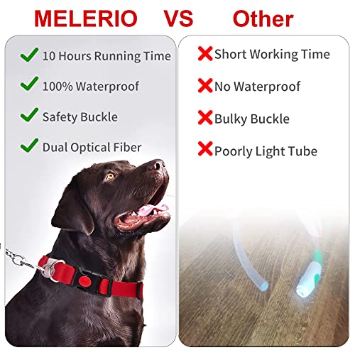 MELERIO Collar Luminoso Perro de Mascota 3 Modos Collar Perro Luz con Recargable y Impermeable, Ajustable Collares LED para Perros Pequeños/Medianos/Grandes