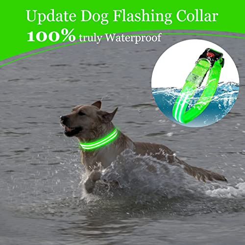 MELERIO Collar Luminoso Perro de Mascota 3 Modos Collar Perro Luz con Recargable y Impermeable, Ajustable Collares LED para Perros Pequeños/Medianos/Grandes