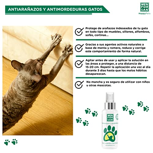 MENFORSAN Antiarañazos y antimordeduras 60ml, Producto educador Natural para Gatos