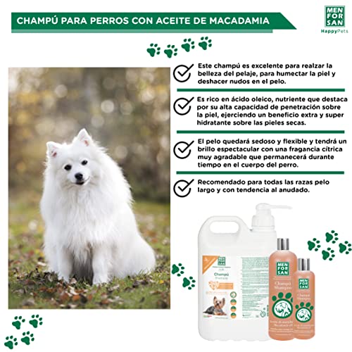 MENFORSAN Champú para Perros Aceite de Macadamia 5L, Nutre y abrillanta, Poder desenredante